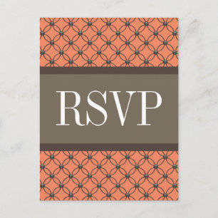 Orange Fancy Lattice RSVP Postcard