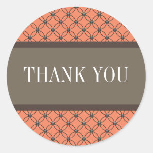 Orange Fancy Lattice Thank You Stickers