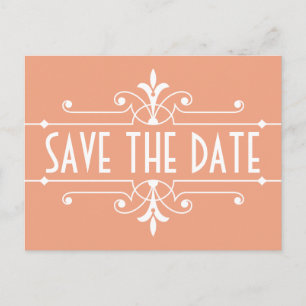 Orange Fancy Ornamental Save the Date Postcard