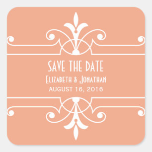 Orange Fancy Ornamental Save the Date Stickers