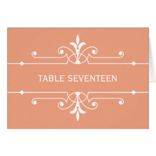 Orange Fancy Ornamental Table Number Card