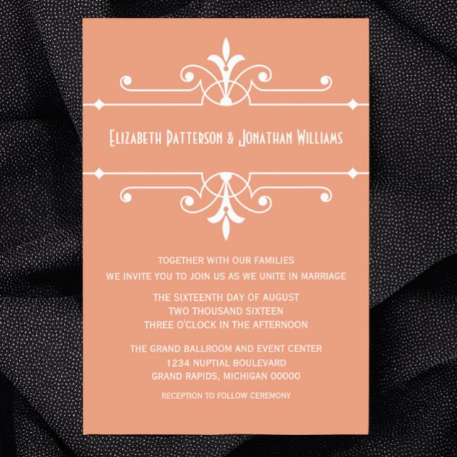 Orange Fancy Ornamental Wedding Invite (Orange Fancy Ornamental Wedding Invitation)