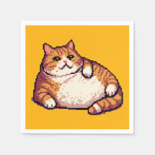 Orange fat cat meme pixel art napkin