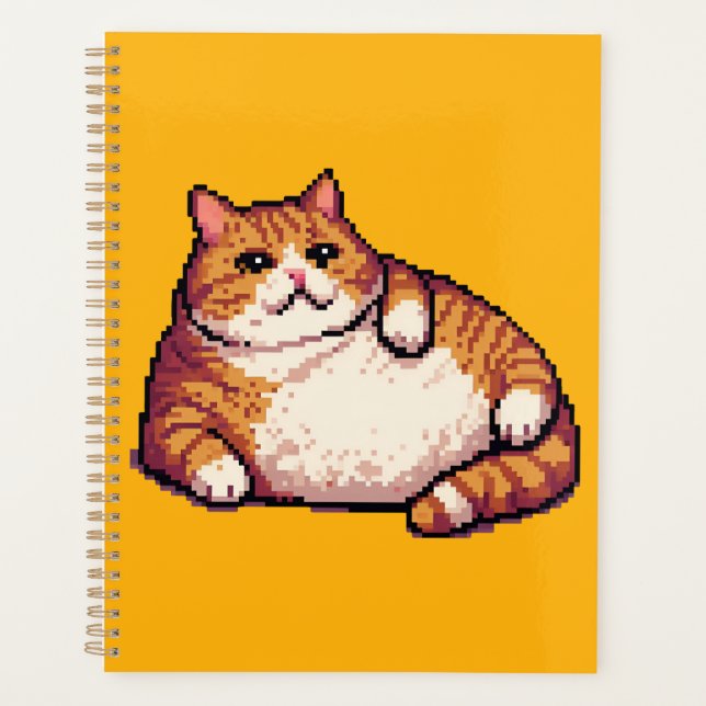 Orange fat cat meme pixel art planner (Front)