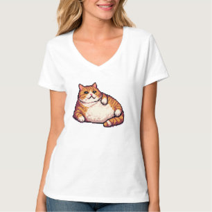 Orange fat cat meme pixel art T-Shirt