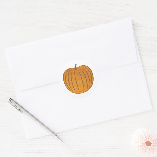 Orange Faux Foil Pumpkin Fall Envelope Seal  (Envelope)