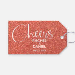 Orange Faux Glitter Wedding Favour Gift Tags
