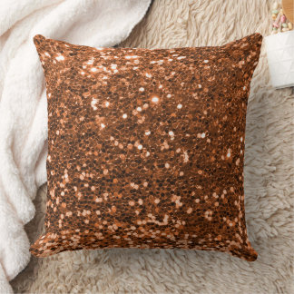Orange Faux Sequin Glitter Throw Pillow