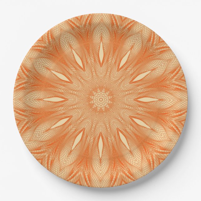Orange Faux Tulle Design Paper Plate (Front)