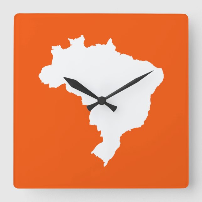 Orange Festive Brazil at Emporio Moffa Square Wall Clock (Front)