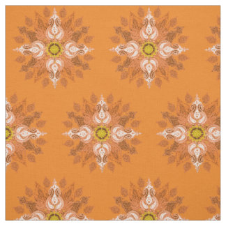 Orange fire paisley oriental pattern fabric