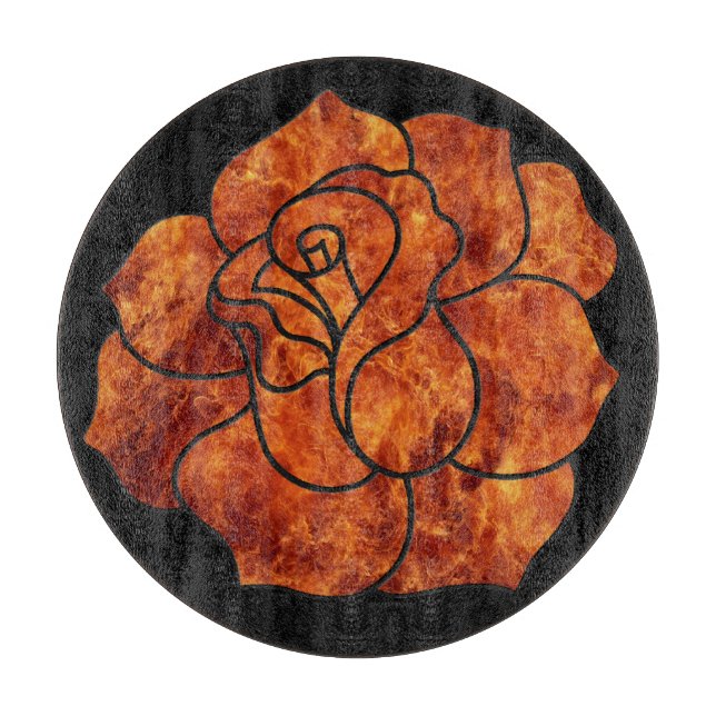Orange Fire Rose Cutting Board (Front)
