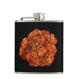 Orange Fire Rose Flask