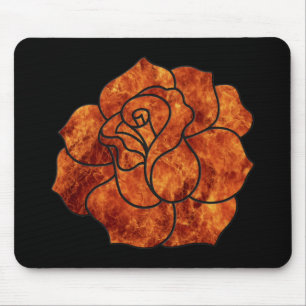 Orange Fire Rose Mouse Pad