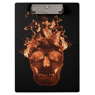 Orange Fire Skull Clipboard