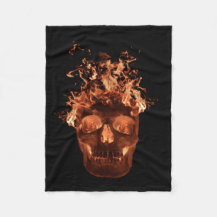 Orange Fire Skull Fleece Blanket