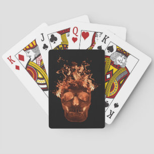 Orange Fire Skull Playing Cards