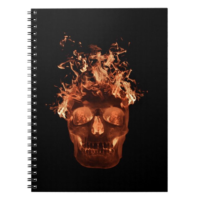 Orange Fire Skull Spiral Notebook (Front)