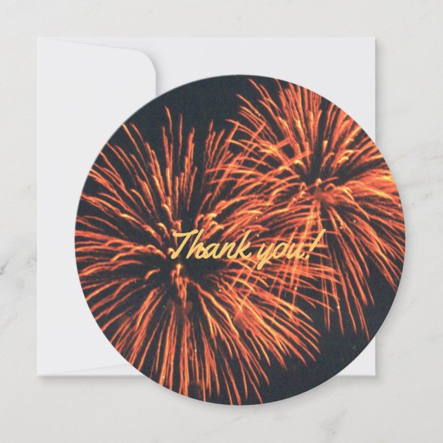 Orange Fireworks Thank you! You Card (Front)
