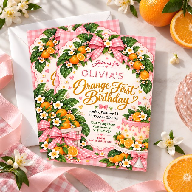 Orange First Birthday Invitation (Creator Uploaded)