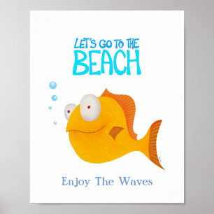 Orange Fish. Let's Go to the Beach Poster