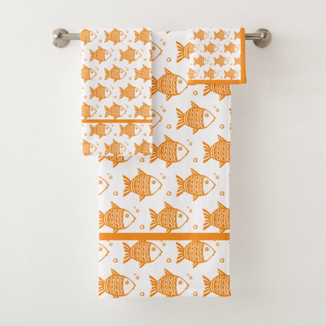 Orange Fishes  Bath Towel Set (Insitu)