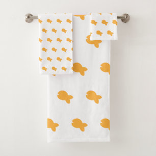 Orange Fishy Fishy Kids White Bath Towel Set