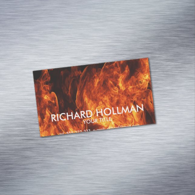 Orange flame magnetic business card (In Situ)