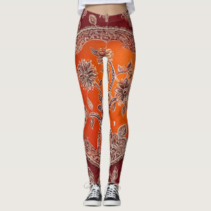 Orange Flame Red AI art  Leggings