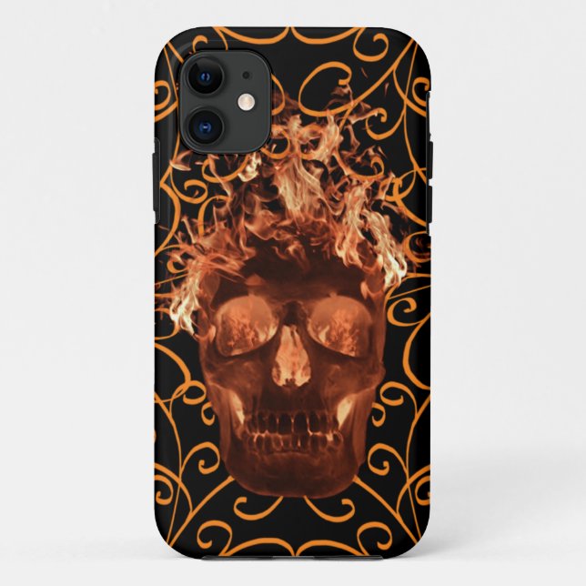 Orange Flame Skull iPhone 5G Case (Back)