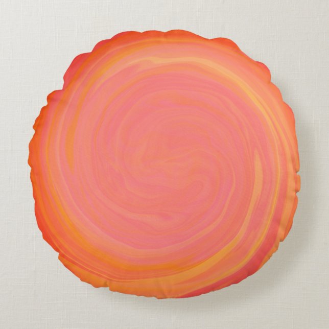 Orange Flame Swirl Round Cushion (Front)