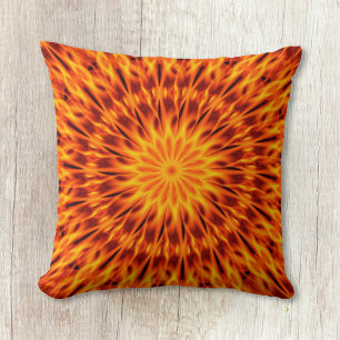 Orange Flames Kaleidoscope Cushion