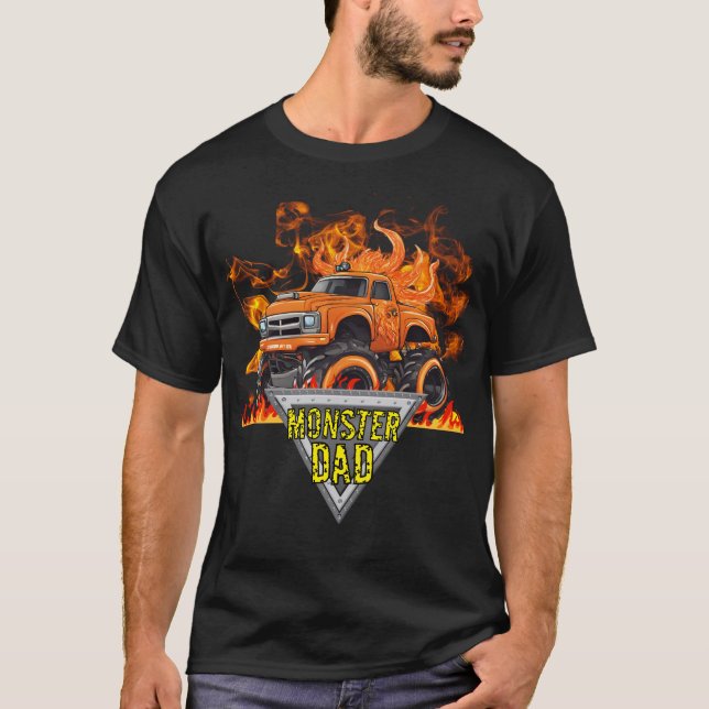 Orange Flames Monster Dad Men's T-Shirt (Front)