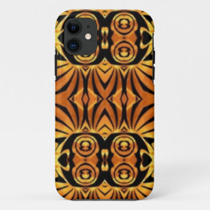 orange flames Native totem pole tribal pattern iPhone 11 Case