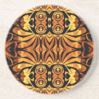 orange flames Native totem pole tribal pattern