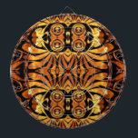 orange flames Native totem pole tribal pattern Dartboard<br><div class="desc">black and gold orange flames Native totem pole tribal pattern accessories. Tropical island home accessories.</div>
