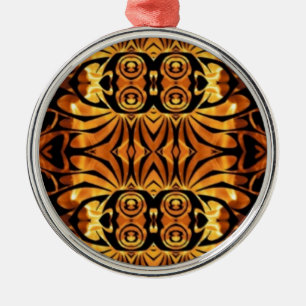 orange flames Native totem pole tribal pattern Metal Tree Decoration