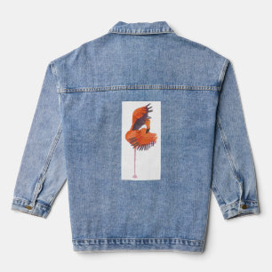 Orange Flamingo in Dance Pose Denim Jacket