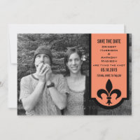Orange Fleur De Lis Banner Save the Date Invite