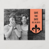 Orange Fleur De Lis Banner Save the Date Postcard