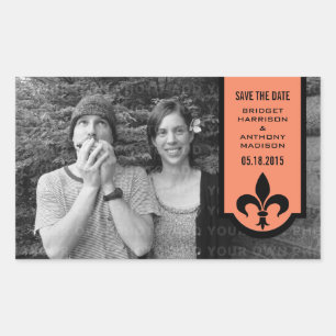 Orange Fleur De Lis Banner Save the Date Stickers