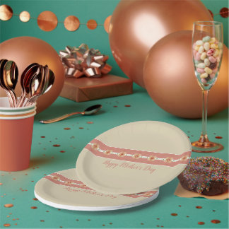 Orange Floral And Rosy Pink Paper Plate