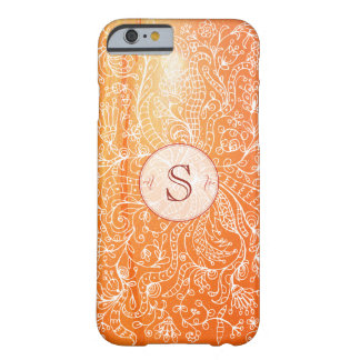 Orange Floral Art Custom Monogram iPhone 6 Case