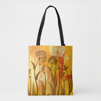 Orange floral background tote bag