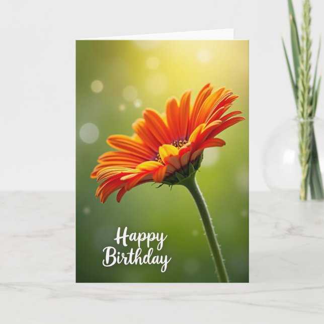 Orange Floral Birthday Card (Front)