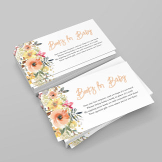Orange Floral Books for baby Enclosure Card