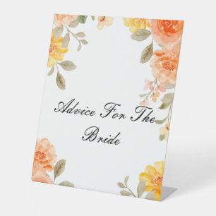 ORANGE FLORAL BOTANICAL ADVICE FOR THE BRIDE SIGN