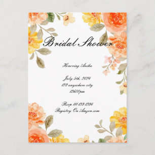 ORANGE FLORAL BOTANICAL BRIDAL SHOWER INVITATION