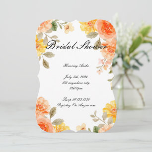 ORANGE FLORAL BOTANICAL BRIDAL SHOWER INVITATION