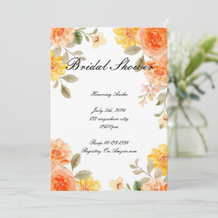 ORANGE FLORAL BOTANICAL BRIDAL SHOWER INVITATION